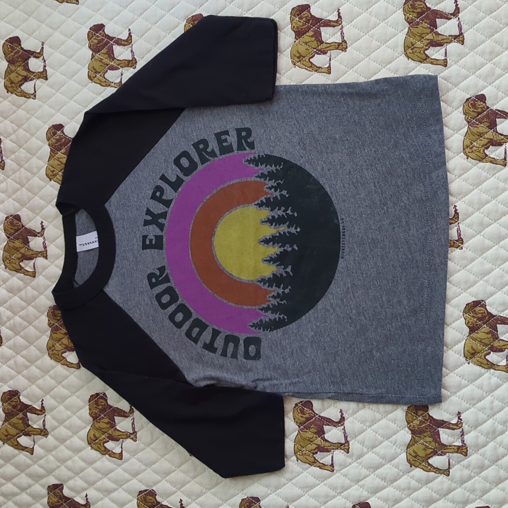 Rivet apparel Bella Canvas Black and Gray 3/4 Sleeve Tee